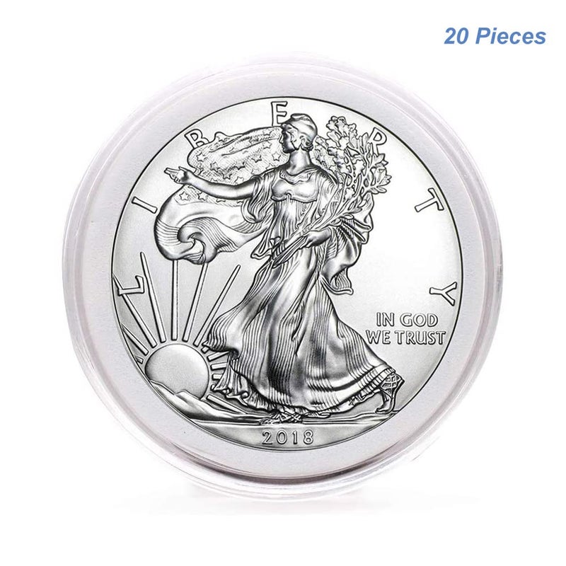 Befantasway 50pcs Clear Plastic Coin Capsules, Coin Collection Case of 5 Size with Adjustable Gasket for Coin Collection American Silver Eagle Liberty Coin &JFK Half Dollar & Bitcoin (18/23/28/33/38mm)-50pcs - Image 2